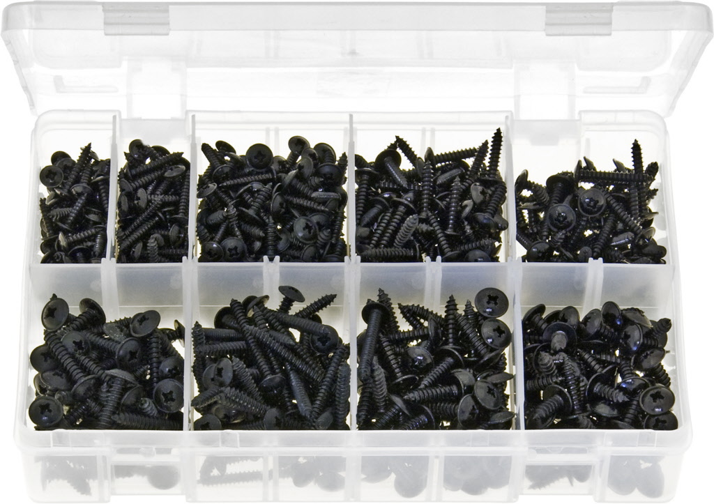 Assorted black pozi flange self tapping screws AB71 501672010359